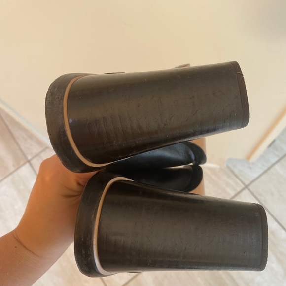 Chloé Chunky Heel Gold Buckle Calf Skin Mule - Picture 3 of 6